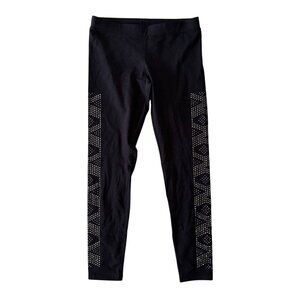 Express Black Leggings Rhinestone Womens M Geometric Pull On Southwestern Biker